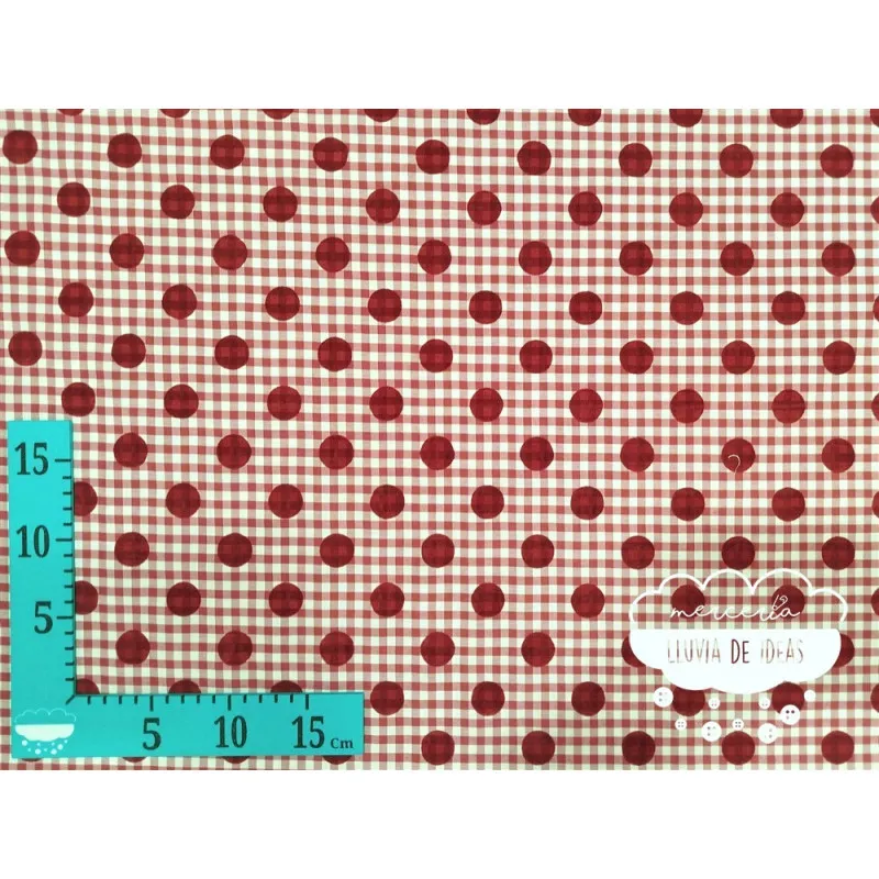 Vichy con lunar flocado Granate