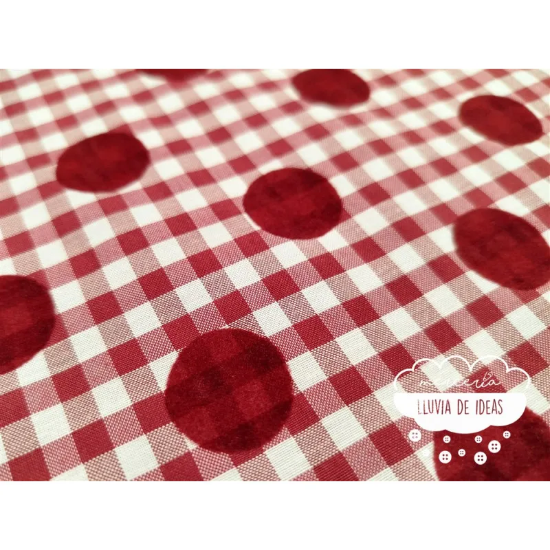 Vichy con lunar flocado Granate