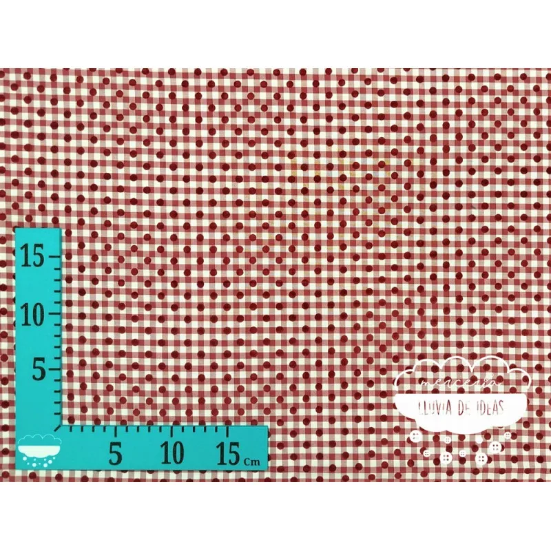 Vichy con lunar flocado Granate