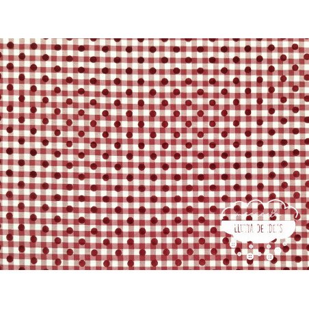 Vichy con lunar flocado Granate