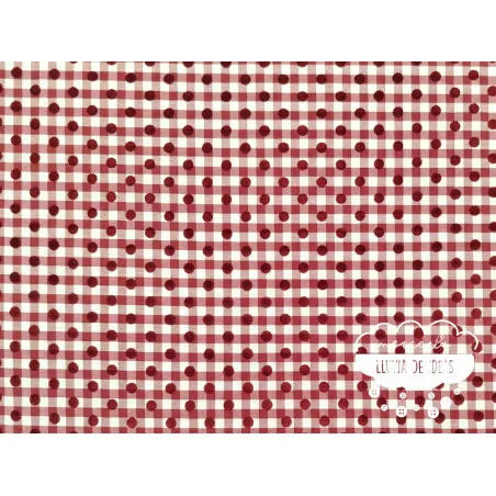 Vichy con lunar flocado Granate