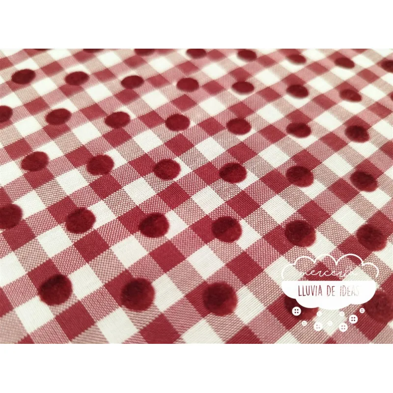 Vichy con lunar flocado Granate