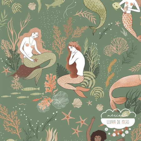 Algodón estampado Sirenas