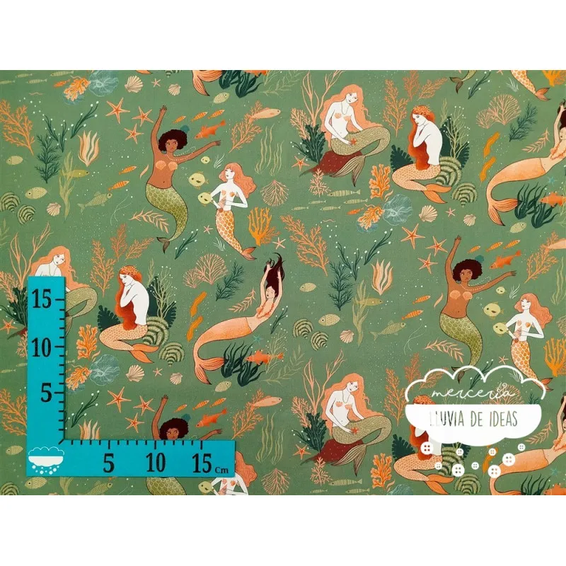 Algodón estampado Sirenas