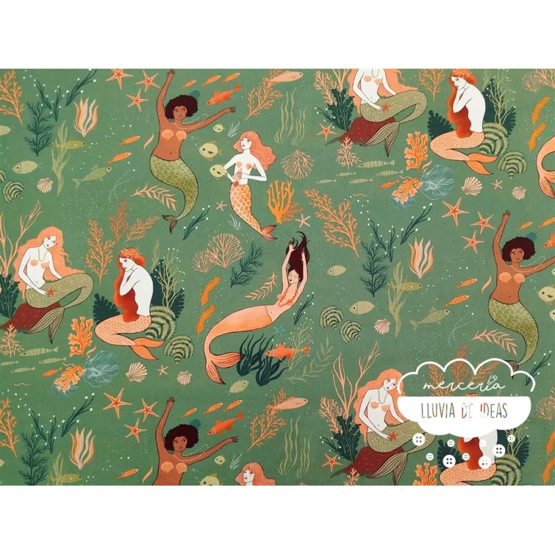 Algodón estampado Sirenas