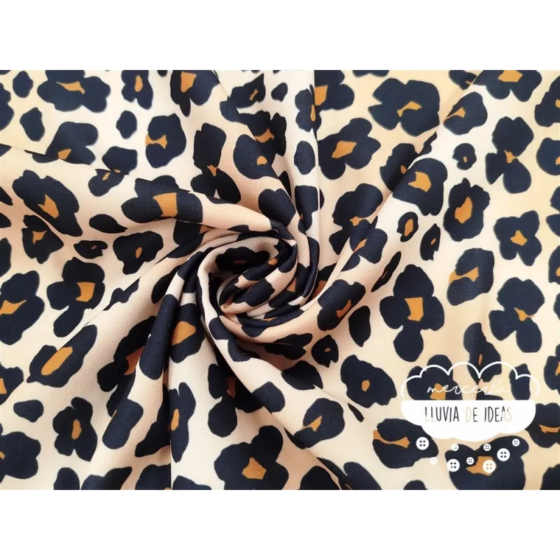 Crêpe estampado digital Leopardo