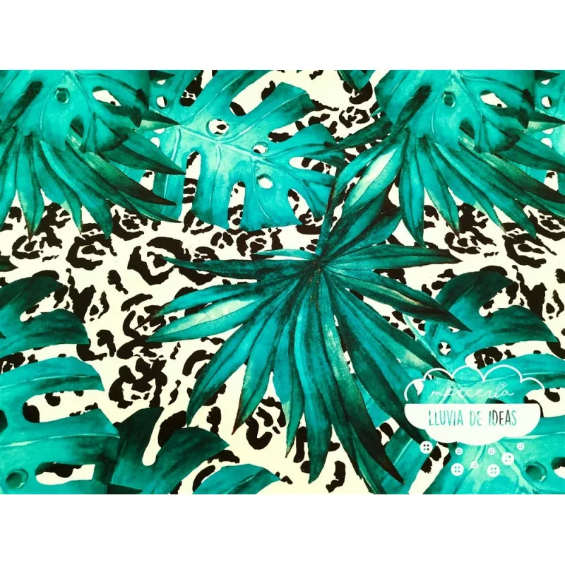 Crêpe estampado digital Tropical