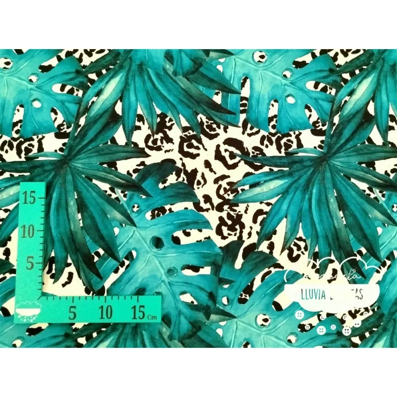 Crêpe estampado digital Tropical