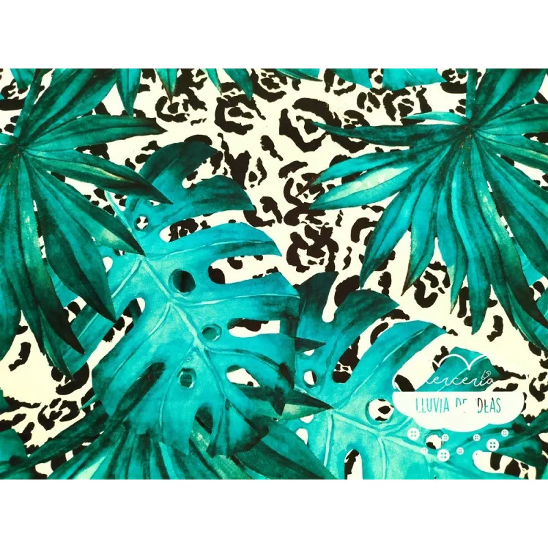 Crêpe estampado digital Tropical