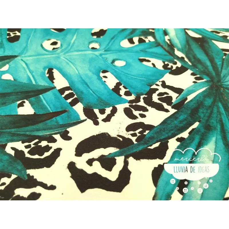 Crêpe estampado digital Tropical