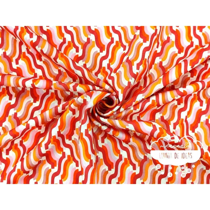 Crêpe bielástico estampado Retro