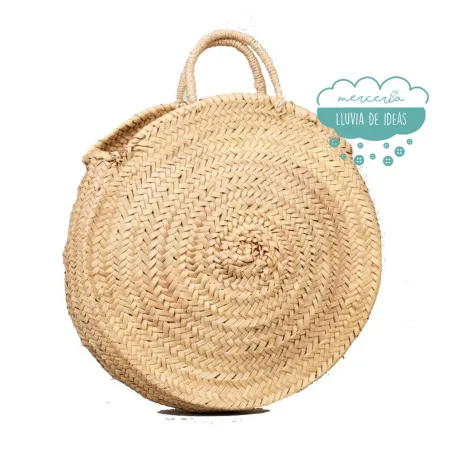 Capazo redondo de palma natural y asas de pita