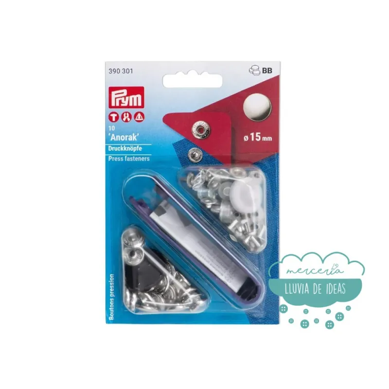 Botones de presión o snaps 'Anorak' 15 mm. plata Prym