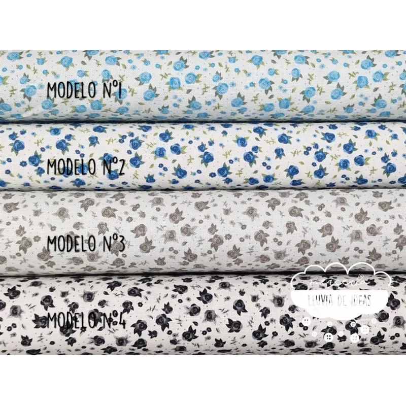 Algodón Flores Rosas mini