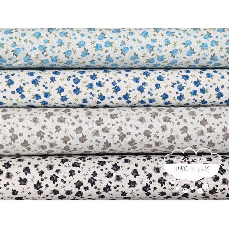 Algodón Flores Rosas mini