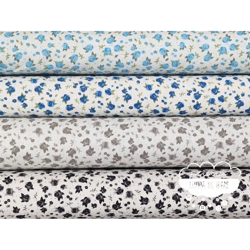 Algodón Flores Rosas mini