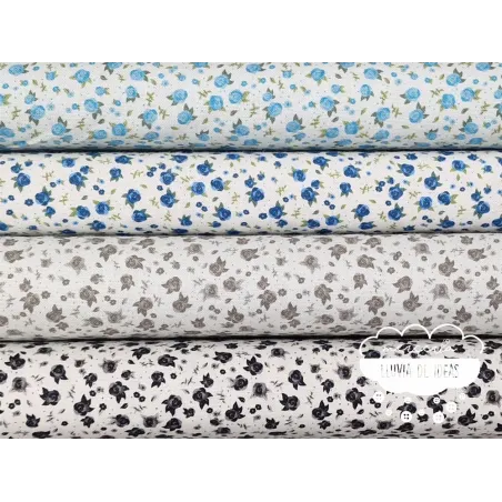 Algodón Flores Rosas mini