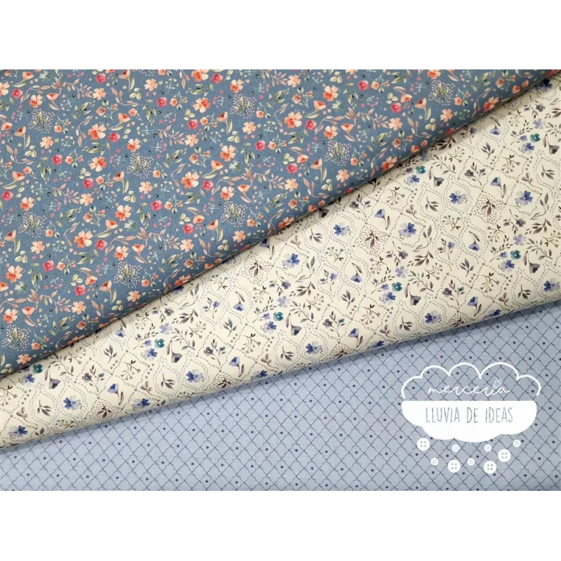 Algodón estampado Royalty azul