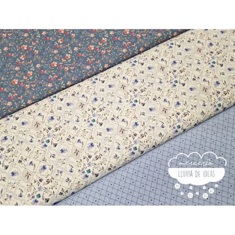 Algodón estampado Royalty azul