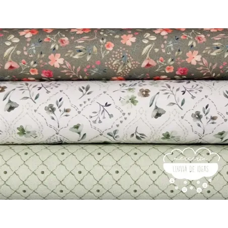 Algodón estampado Royalty verde