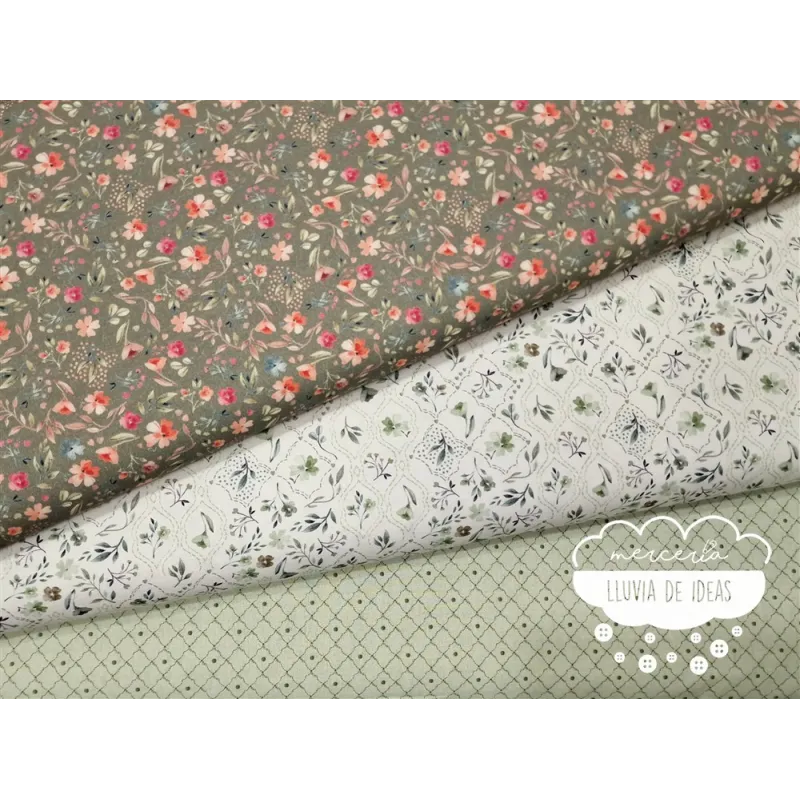 Algodón estampado Royalty verde