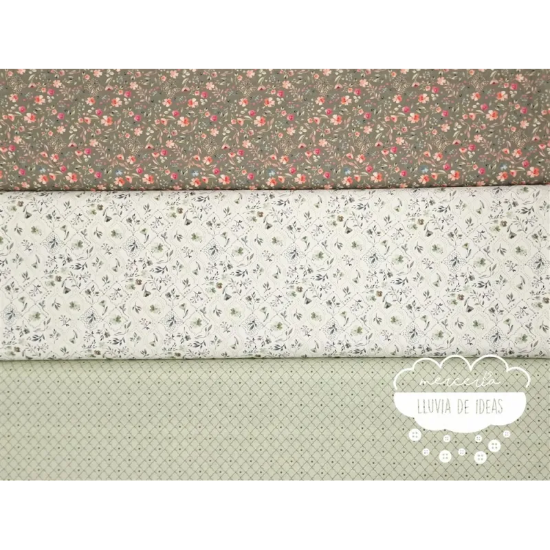 Algodón estampado Royalty verde