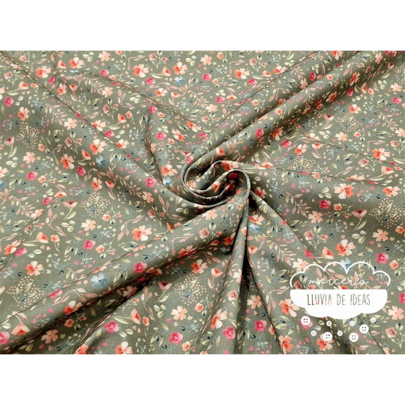 Algodón estampado Royalty verde