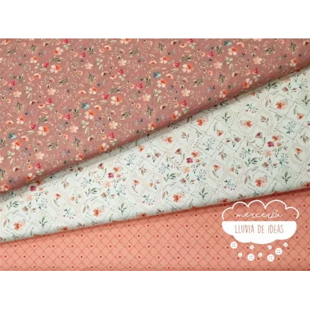 Algodón estampado Royalty coral