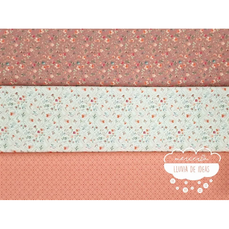 Algodón estampado Royalty coral