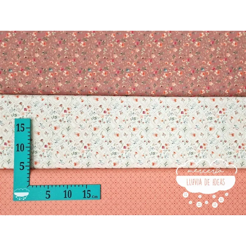 Algodón estampado Royalty coral