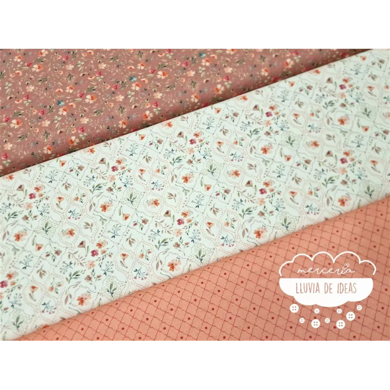 Algodón estampado Royalty coral