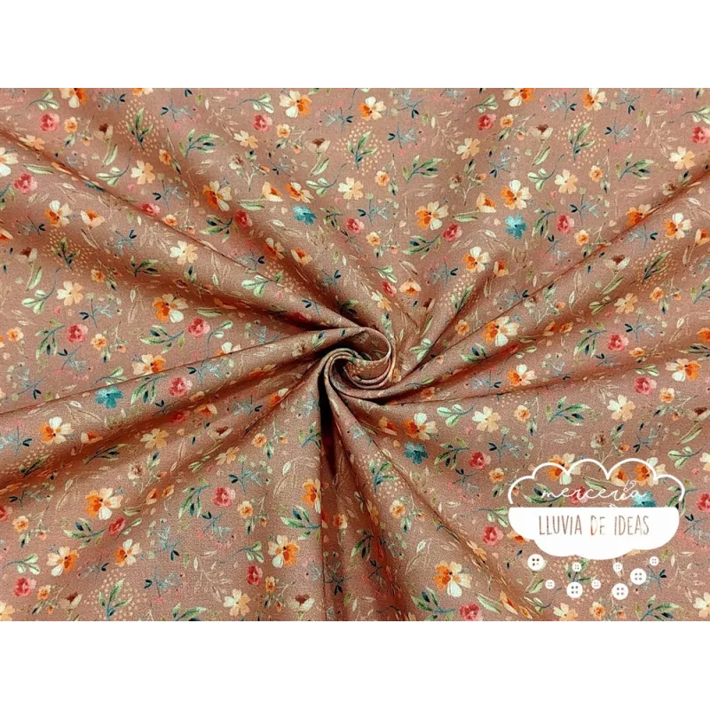 Algodón estampado Royalty coral