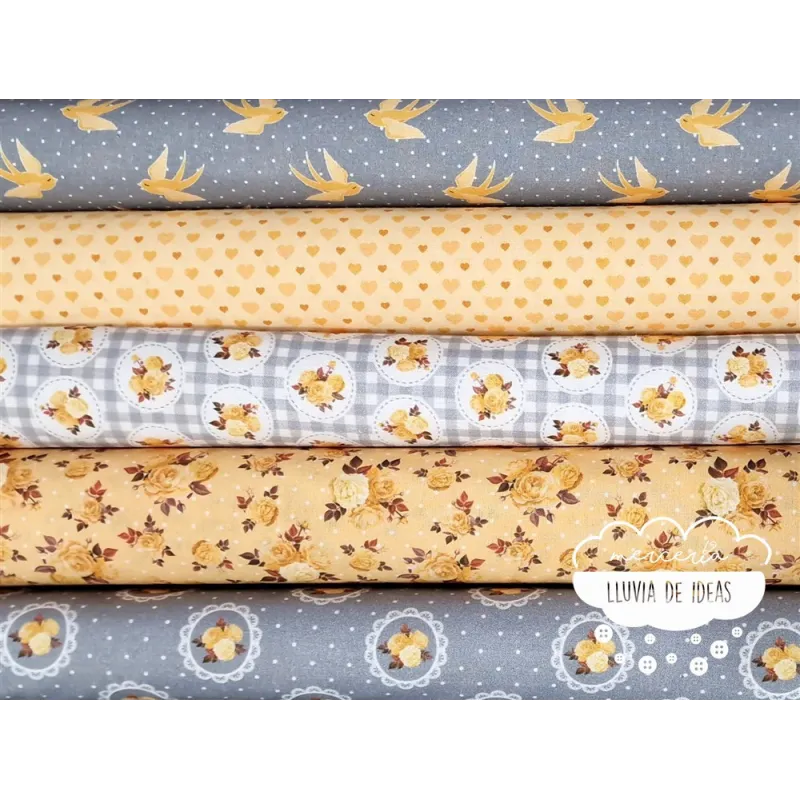 Algodón estampado Romantic amarillo