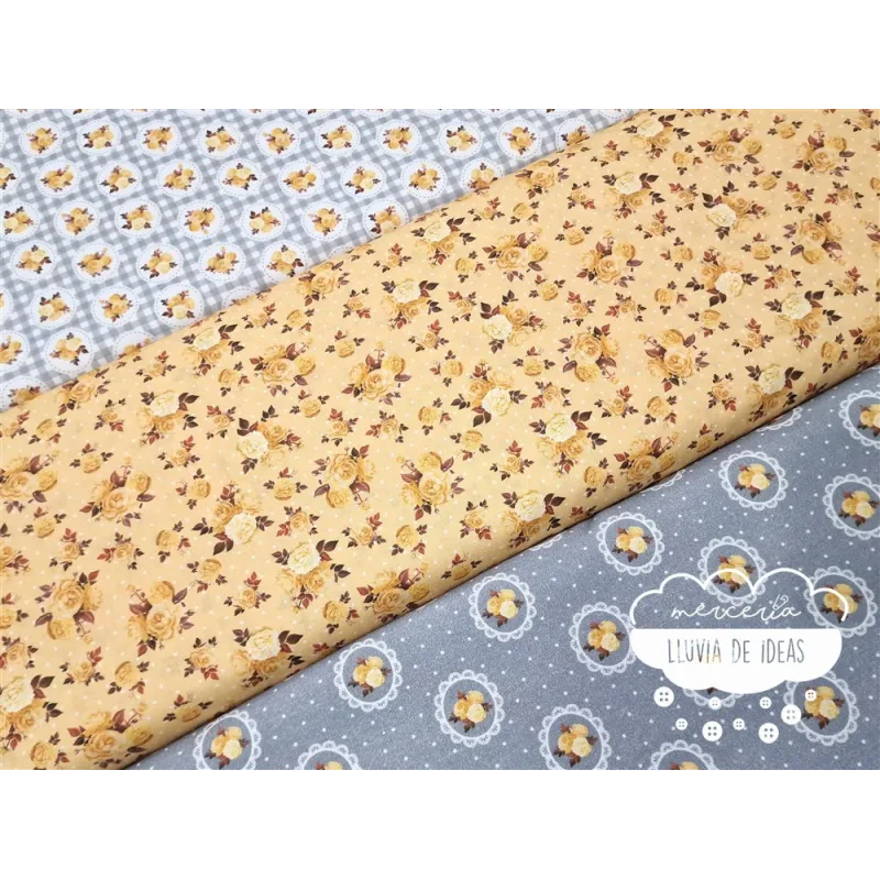 Algodón estampado Romantic amarillo