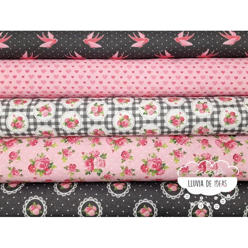 Algodón estampado Romantic rosa