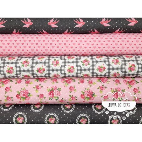 Algodón estampado Romantic rosa