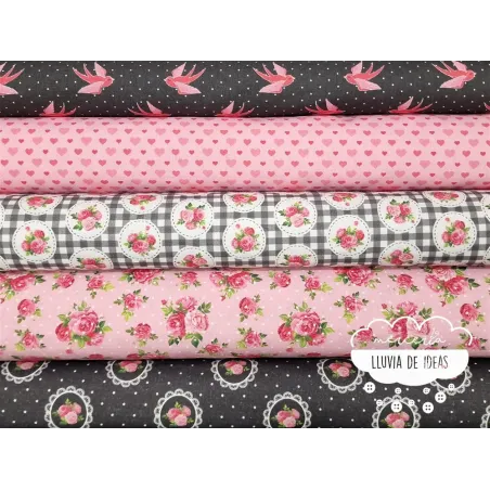 Algodón estampado Romantic rosa