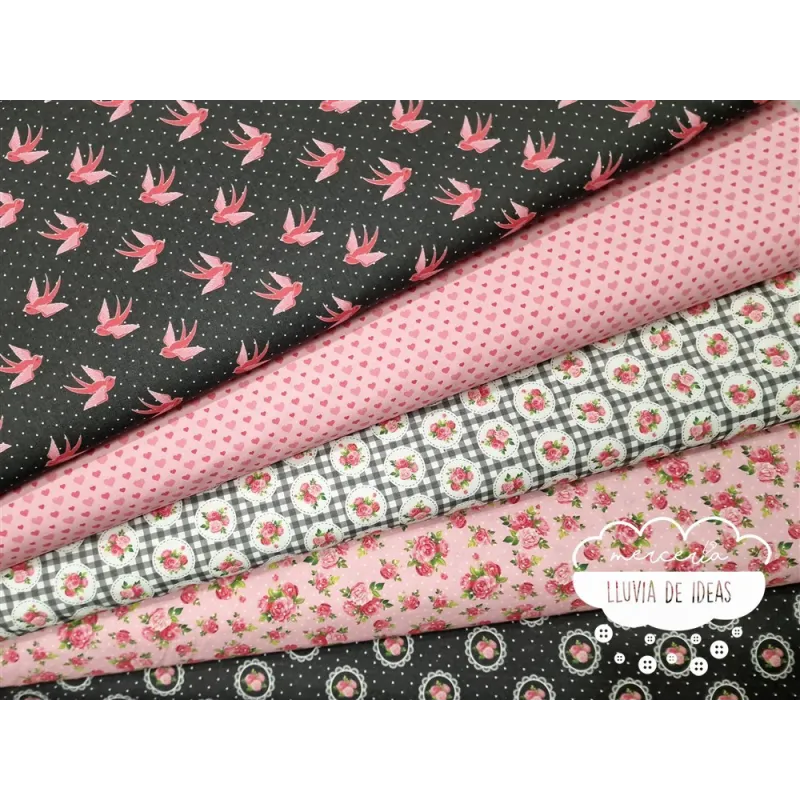 Algodón estampado Romantic rosa