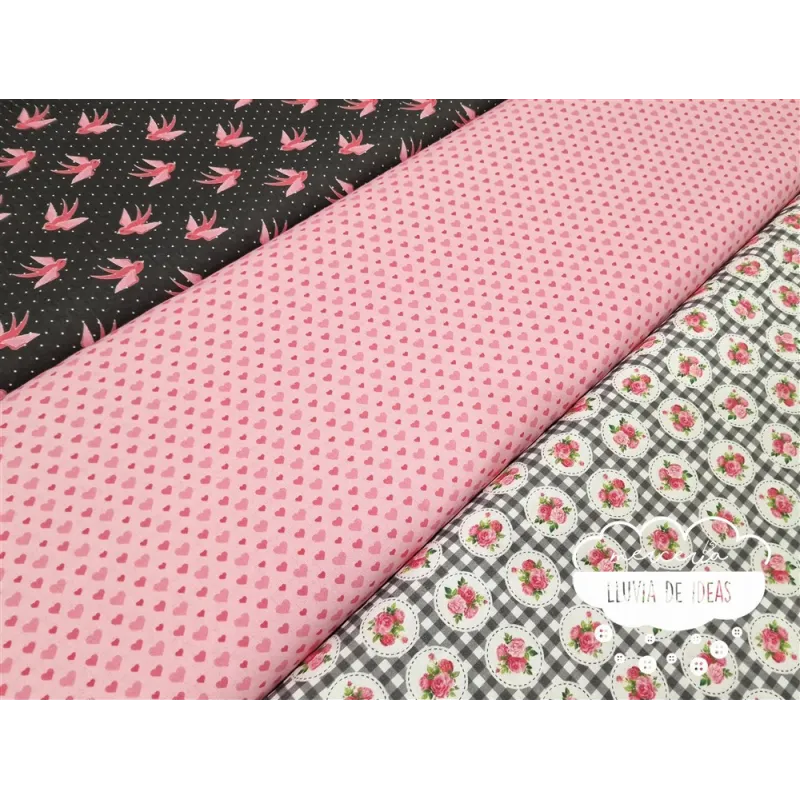 Algodón estampado Romantic rosa