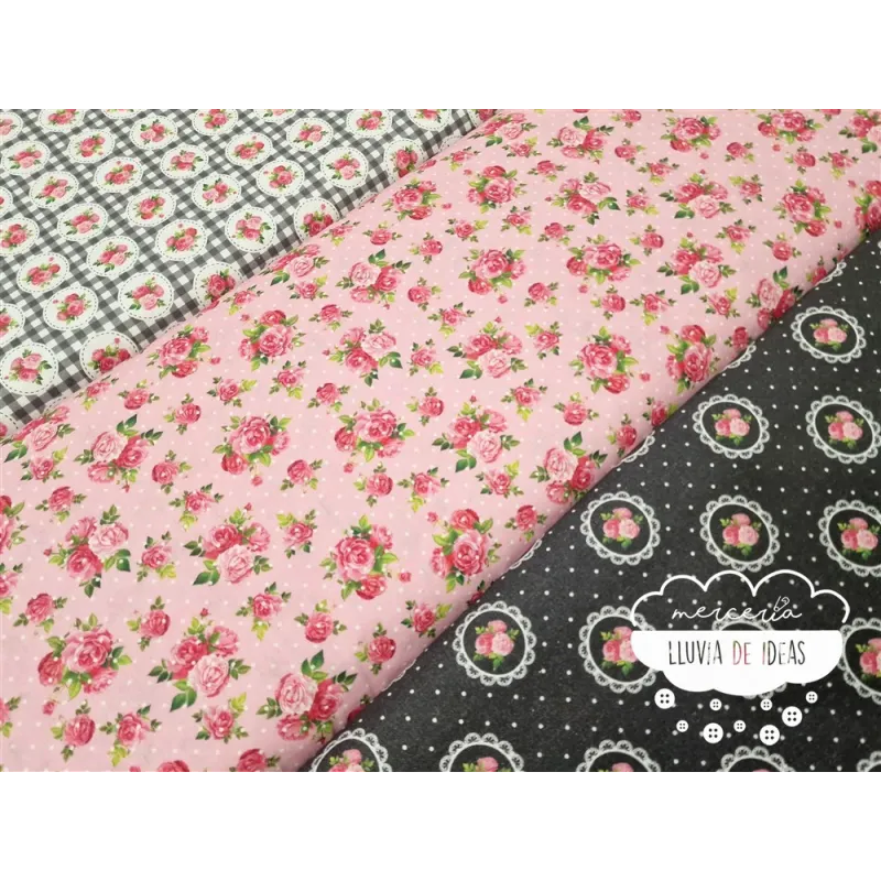 Algodón estampado Romantic rosa