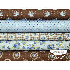 Algodón estampado Romantic azul