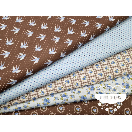 Algodón estampado Romantic azul