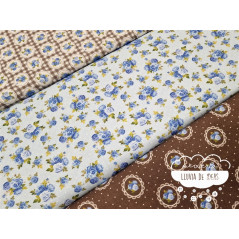 Algodón estampado Romantic azul