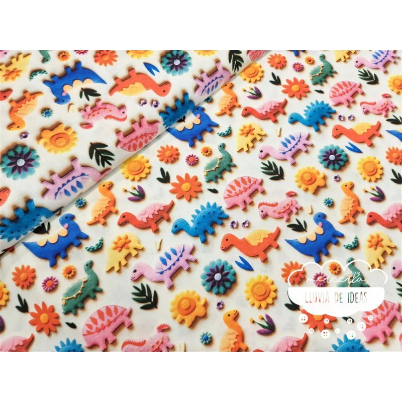 Algodón 3D Dinosaurios