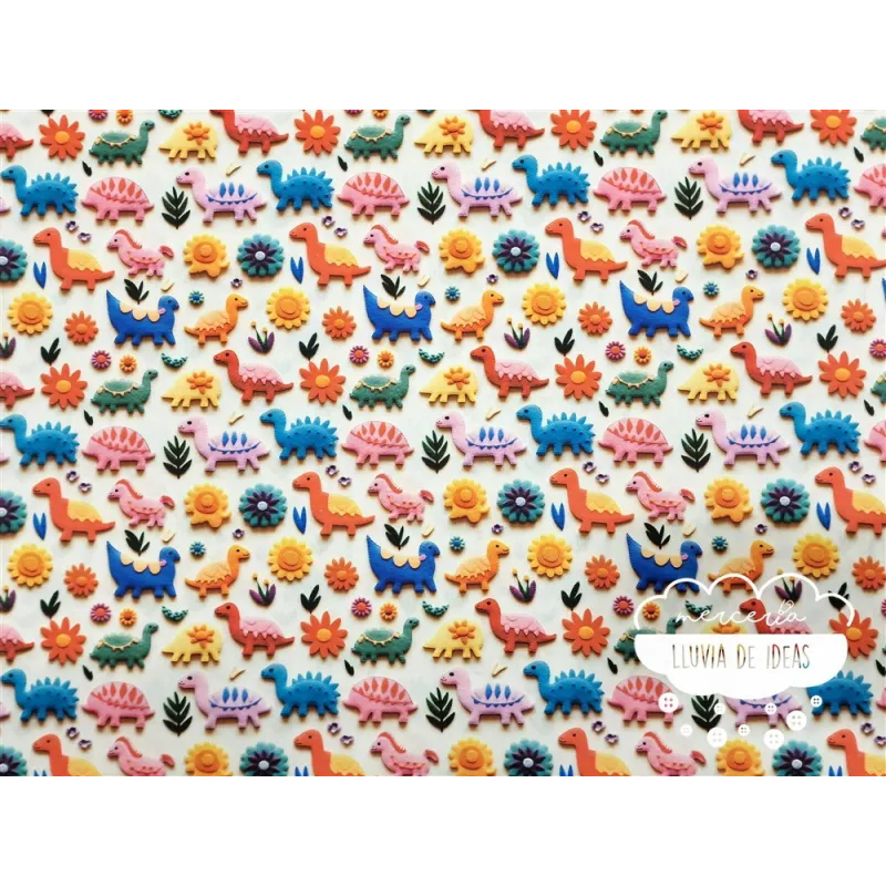 Algodón 3D Dinosaurios