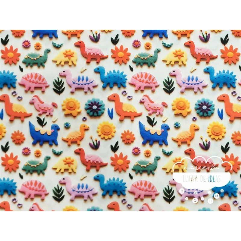 Algodón 3D Dinosaurios