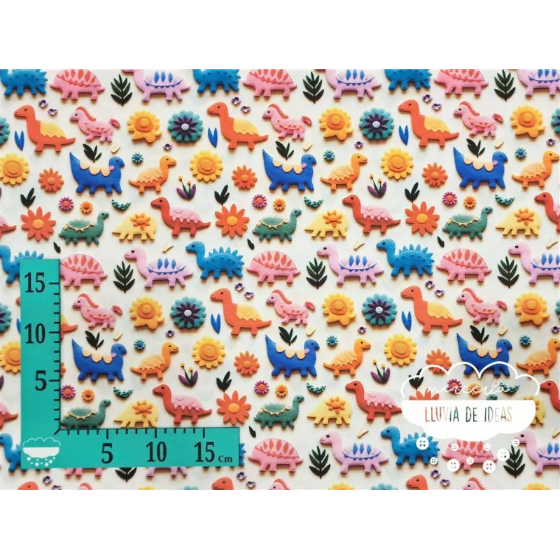 Algodón 3D Dinosaurios