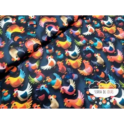 Algodón 3D Gallinas