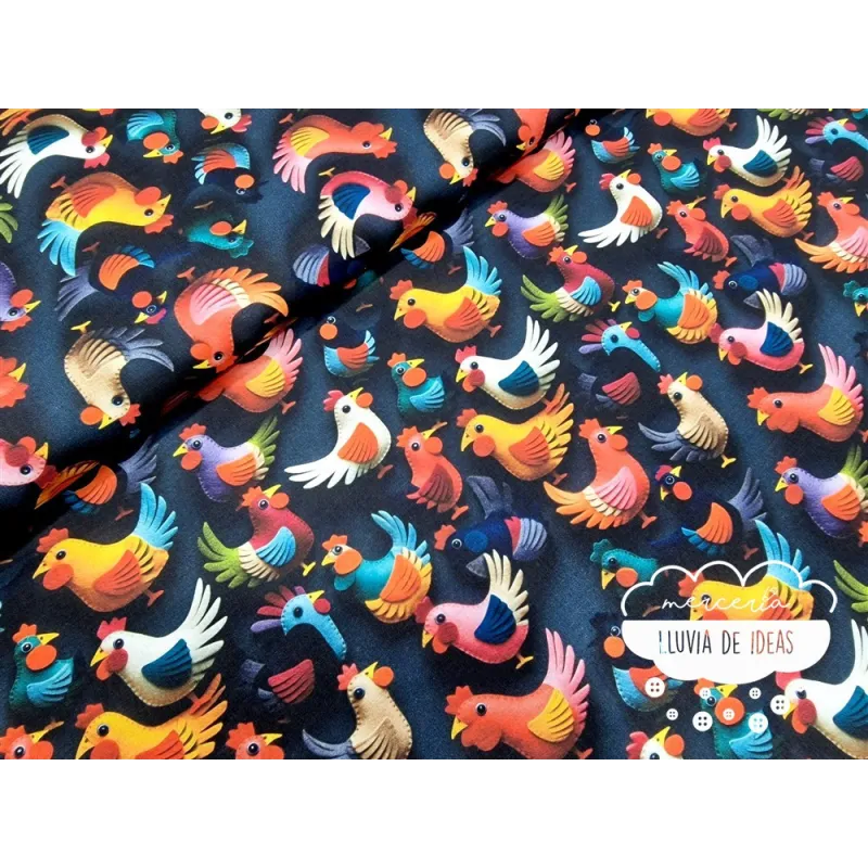 Algodón 3D Gallinas
