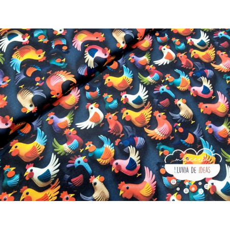 Algodón 3D Gallinas